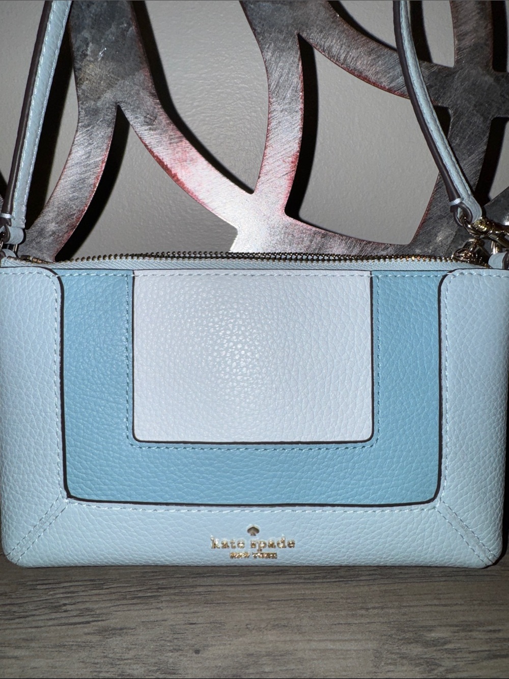 kate spade White and Light Blue Pebbled Leather Small Shoulder Bag - Picture 2 of 7